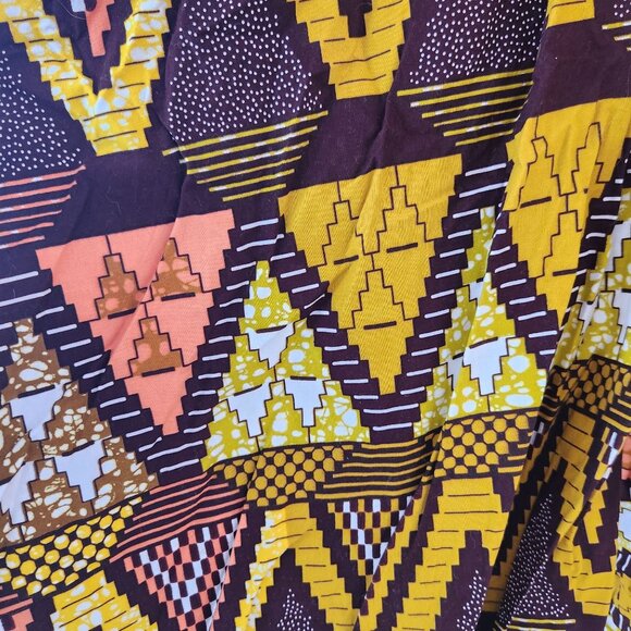 African Print Ankara Palazzo Pants Wide Leg Orange Brown Women's M - Picture 5 of 5